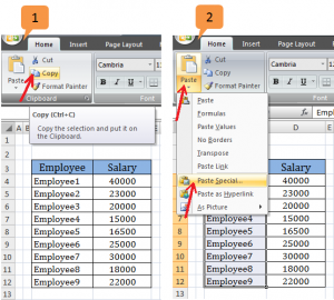 paste link in excel 2016